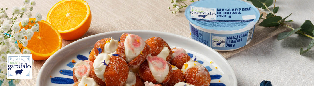 Castagnole ripiene di Mascarpone di Bufala e scorza d'arancia